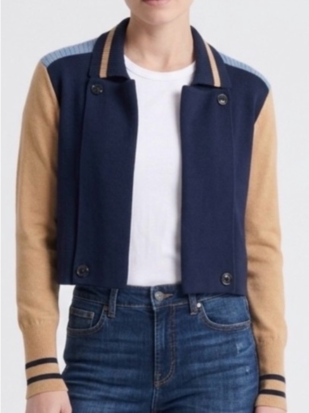 Cabi Turn Back Varsity Colorblock Cardigan Sweater Small